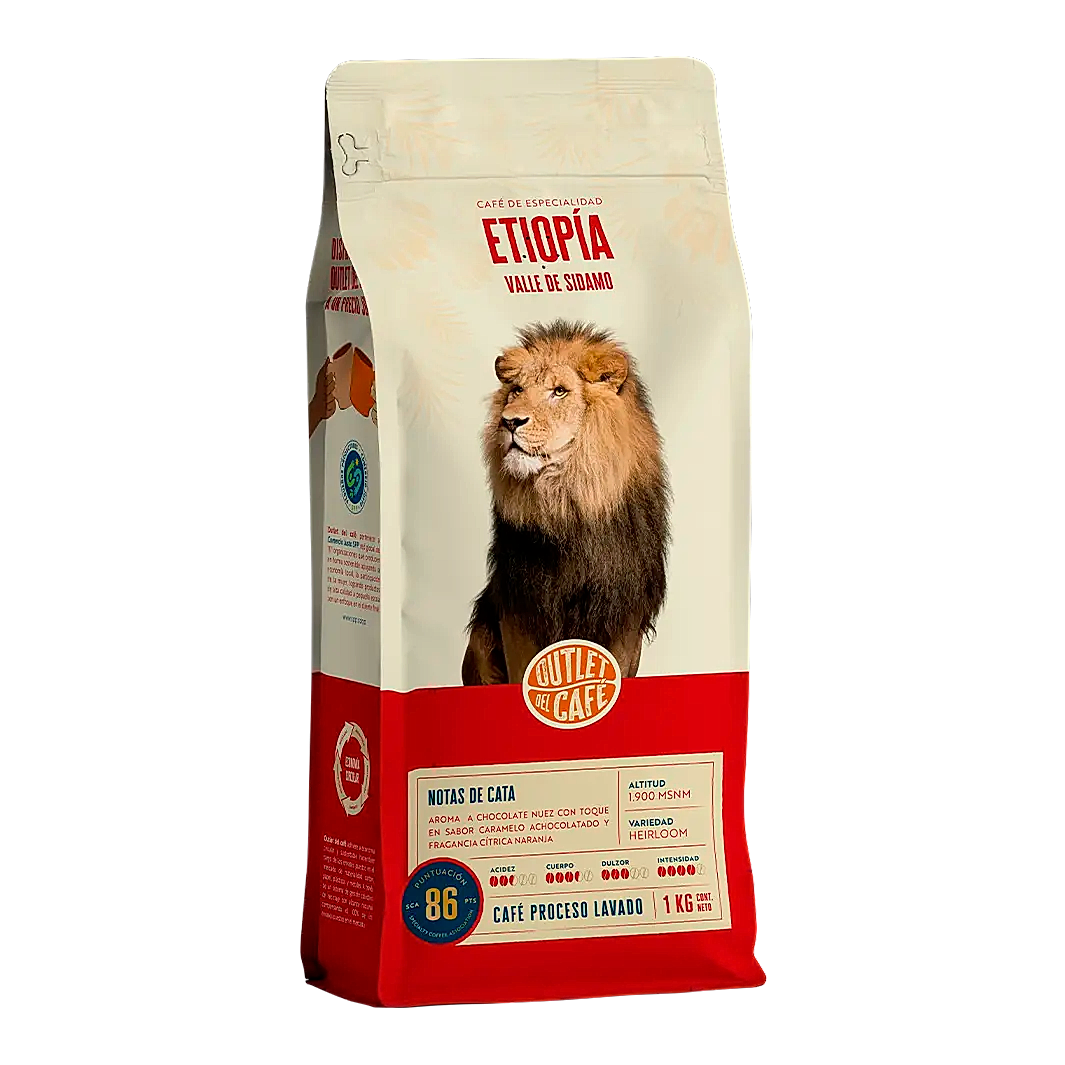 Café de grano Etiopía valle de Sidamo a 1.900 msnm